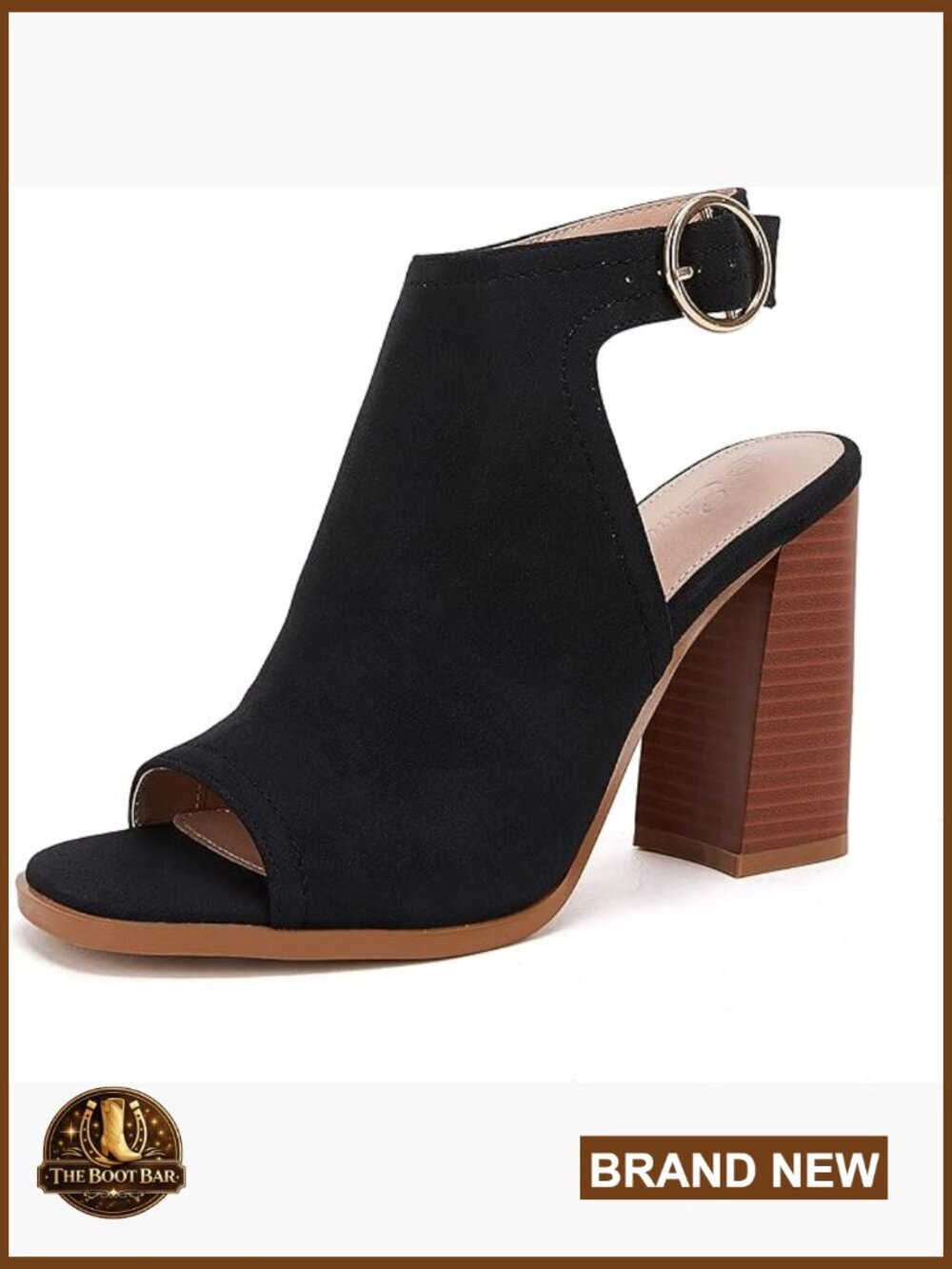 Cutout Peep Toe Stacked Heeled Sandals Ankle Strap Buckle Booties